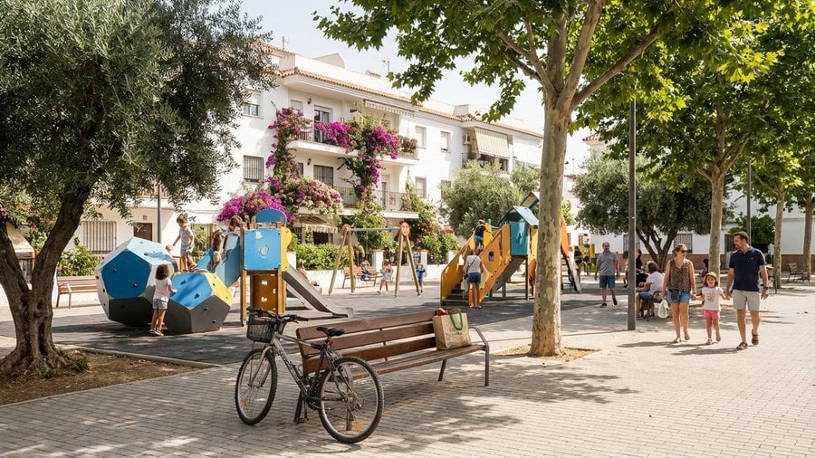 Family entering a modern Malaga home